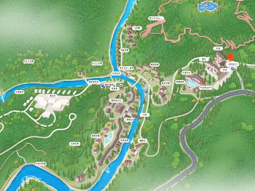 锦山镇结合景区手绘地图智慧导览和720全景技术，可以让景区更加“动”起来，为游客提供更加身临其境的导览体验。